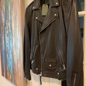 New! All Saints, Milo Biker Leather Jackets, Oxblood Red, Size Large